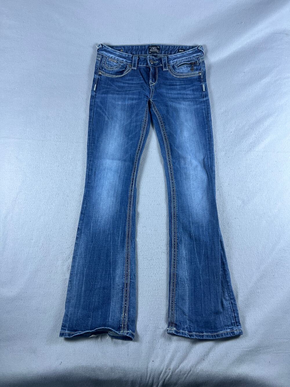 Rerock Express Jeans Womens 8 Blue Bootcut Low Rise Light Wash Denim Cowgirl Y2K